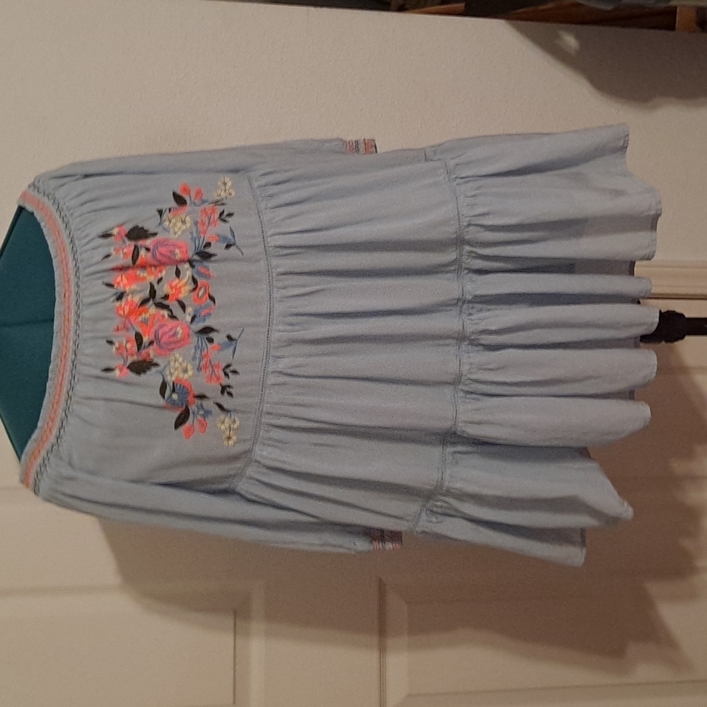 Free people off the shoulder blue peasant blouse